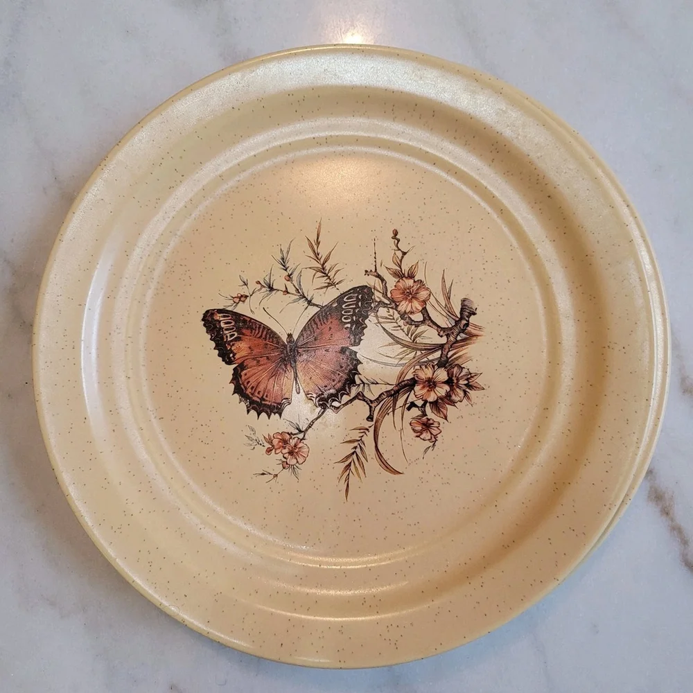 Vintage Treasure Craft Pottery Dinner Plates 1970’s, set of 4/10.5in Butterflies - Picture 3 of 6
